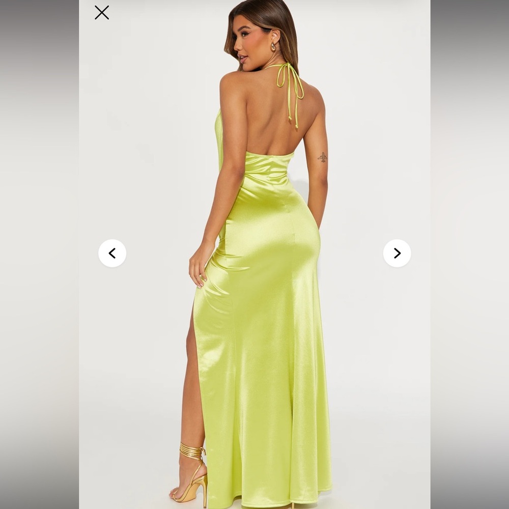 Fashion Nova Vibrant Lime Backless Dress
